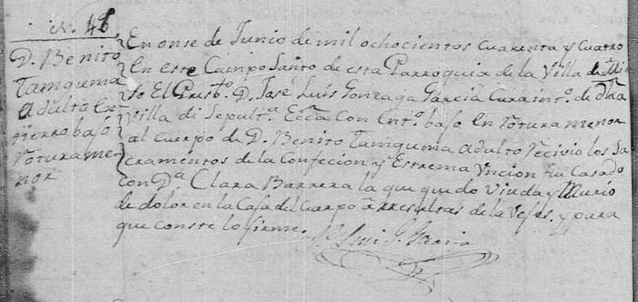 Jose Benito Tanguma, FamilySearch, Mier, Death 1848 Pg 533 - 3