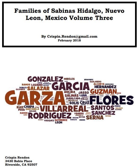 Families of Sabinas Hidalgo, Nuevo Leon, Mexico Volume Three Families of Sabinas Hidalgo, Nuevo Leon, Mexico Volume Three