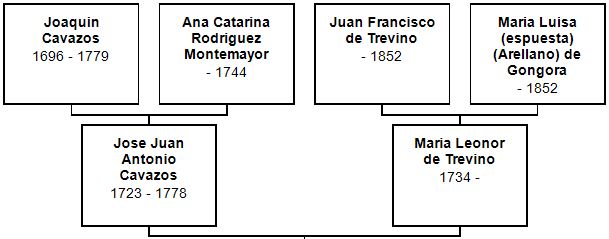 Ancestor Chart for Jose Juan Antonio Cavazos and Maria Leonor de Treviño Ancestor Chart for Jose Juan Antonio Cavazos and Maria Leonor de Treviño
