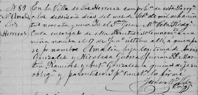 1891 Baptism of Amalia Gonzalez
