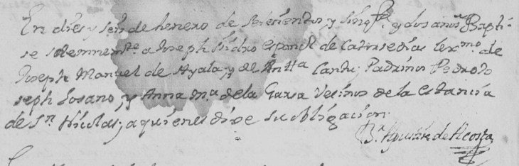 1752 Baptism of Joseph Isidro de Ayala