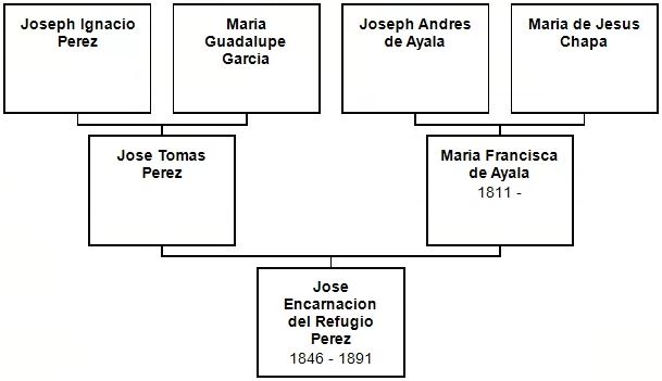 Chart With Jose Tomas Perez and Maria Francisca de Ayala Parents
