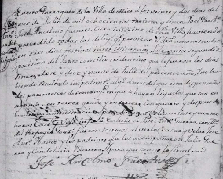 Marriage of Jose Juan Manuel Antonio Guerra and Maria del Refugio Gonzalez