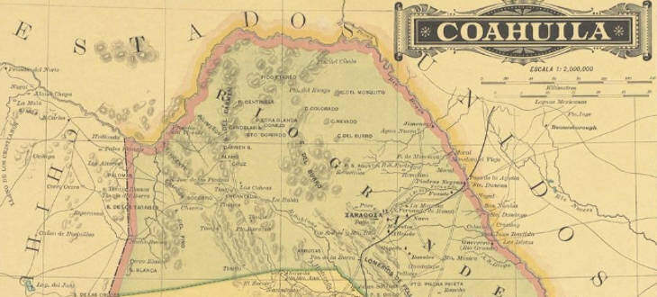 1885 Map of Coahuila Mexico
