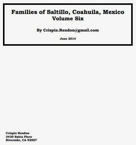 Families of Saltillo, Coahuila, Mexico Volume Six