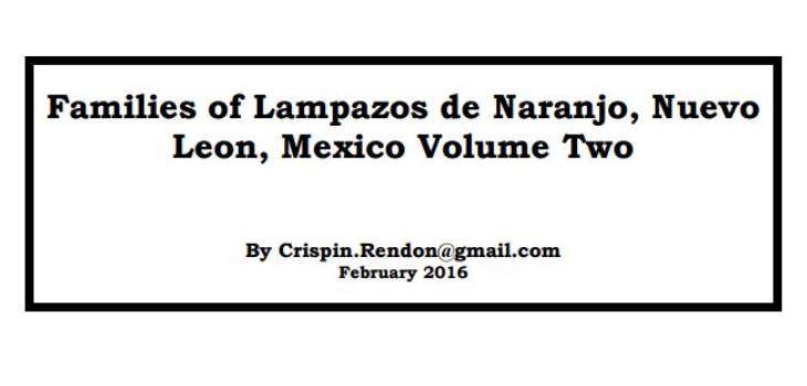 Families of Lampazos, Nuevo Leon, Mexico Volume Two