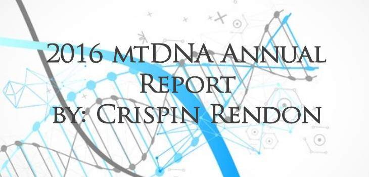 2016 mtDNA Annual Report by Crispin Rendon