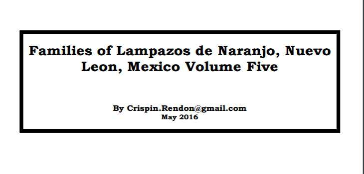 Families of Lampazos, Nuevo Leon, Mexico Volume Five