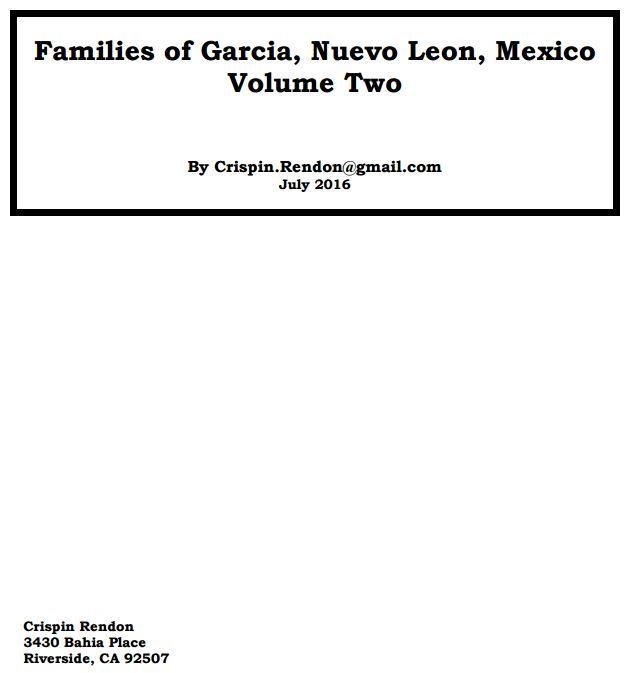 Families of Garcia, Nuevo Leon, Mexico Volume Two