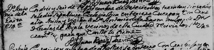 Antonia de la Garza Death Record FamilySearch Monterrey 1735 Pg. 235