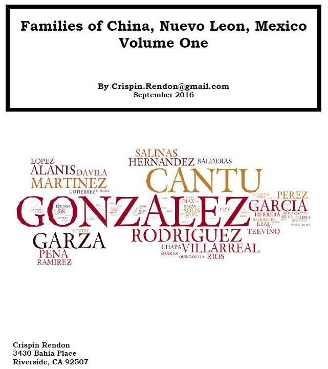 Families of China, Nuevo Leon, Mexico Volume One