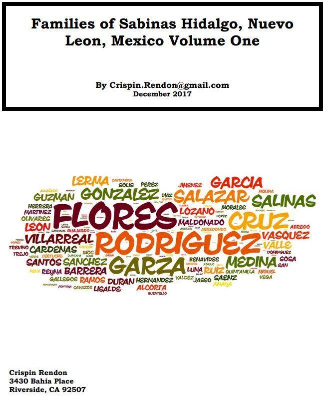 Families of Sabinas Hidalgo, Nuevo Leon, Mexico Volume One