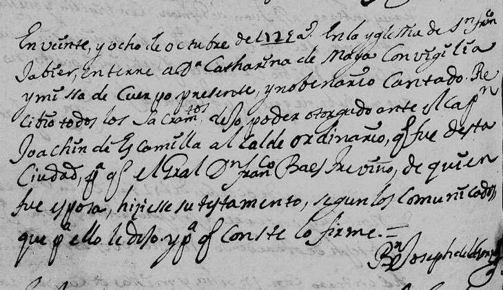 1725 Death Record of Catharina de Maya in Monterrey, Nuevo Leon, Mexico