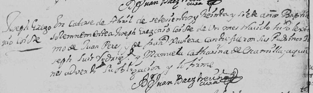 1737 Baptism of Jose Gregorio Perez Cantu