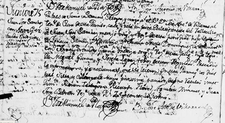 1775 Marriage of Juan Jose Sanchez Navarro and Maria Gertrudis Garcia