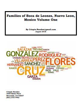 Families of Boca de Leones, Nuevo Leon, Mexico Volume One