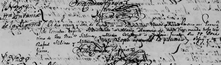 1827 Baptism of Maria Antonia Salinas Hinojosa