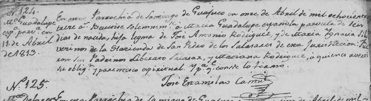 1813 Baptism of Maria Guadalupe Rodriguez Silva
