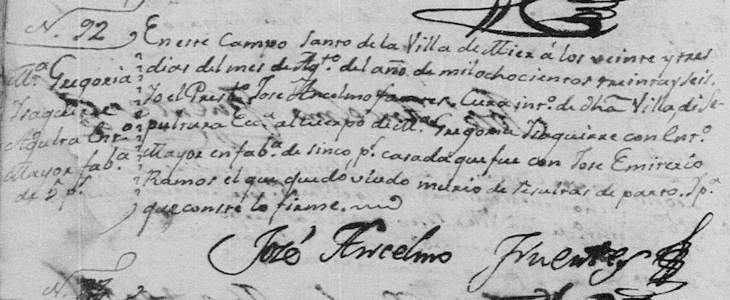 1836 Death of Maria Gregoria Isaguirre