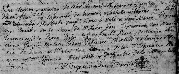 1774 Marriage of Jose Maria Tijerina and Hermenegilda Perez