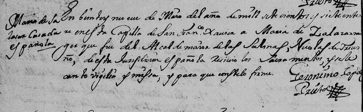1707 Death Record of Maria de Salazar