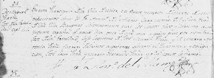 1805 Baptism Record of Jose de la Trinidad de la Pena