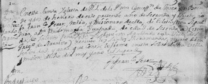 1769 Death Record of Ana Maria Guajardo