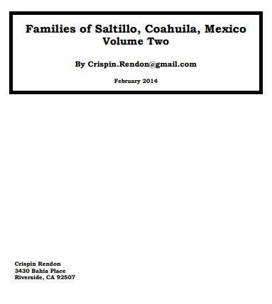 Families of Saltillo, Coahuila, Mexico Volume Two