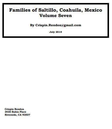 Families of Saltillo, Coahuila, Mexico Volume Seven