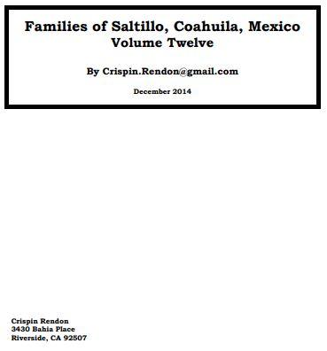 Families of Cerralvo, Nuevo Leon, Mexico Volume Twelve