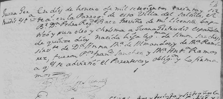 1737 Baptism of Maria Juana Gertrudis Sanchez