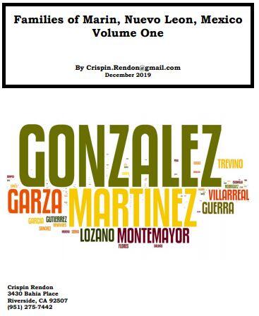 Families of Marin, Nuevo Leon, Mexico Volume One