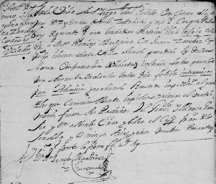 1711 Marriage of Antonio Ramirez and Juana Sanchez