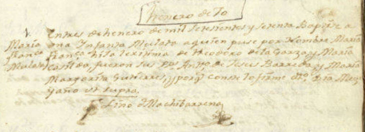 Maria Francisca de la Garza 1770 Baptism Camargo