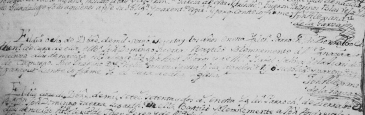 1772 baptism of Maria Ignacia Flores