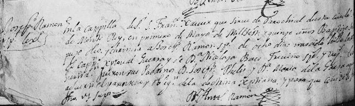 1715 Baptism of Joseph Ramon Guerra