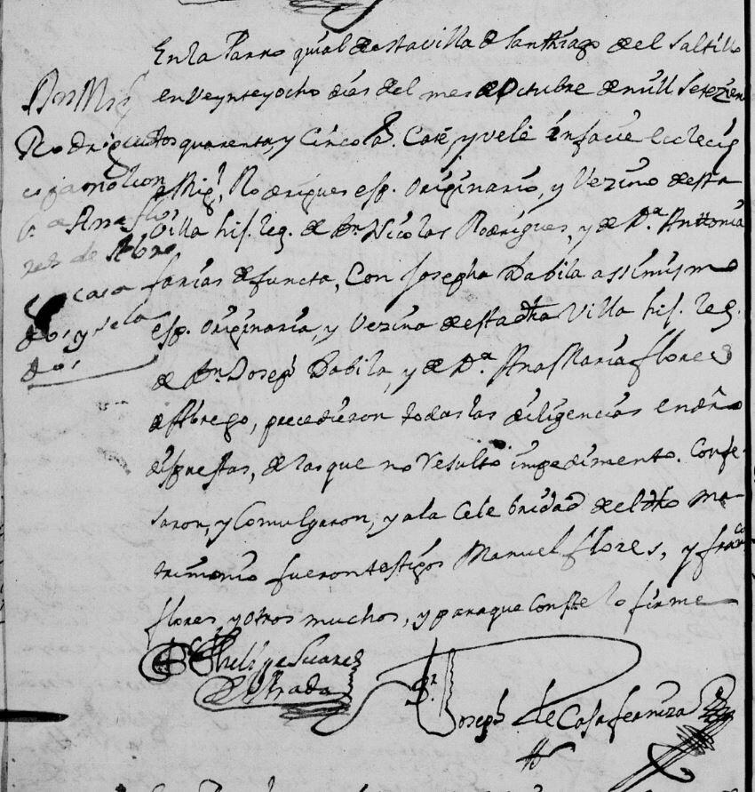 1745 Marriage of Miguel Rodriguez and Maria Josefa Margarita Loreto Davila