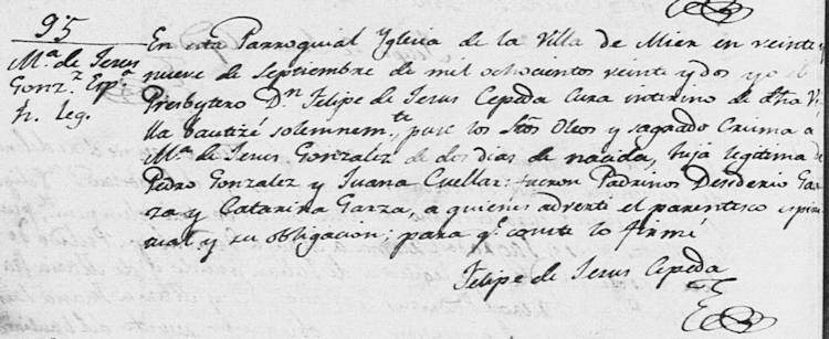 1822 Baptism of Maria de Jesus Gonzalez