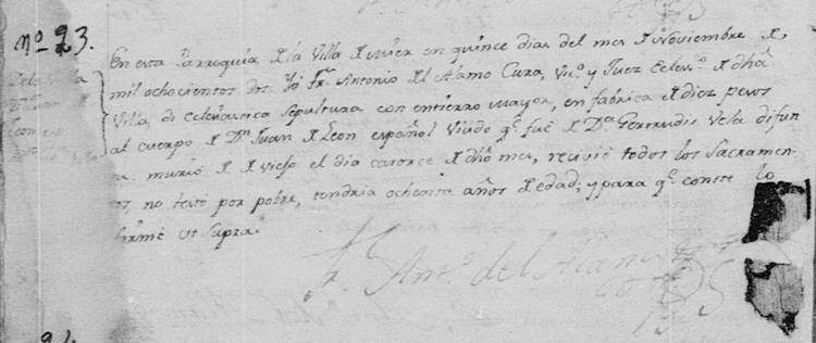 1802 Death Record of Jose Juan Pantaleon Izaguirre