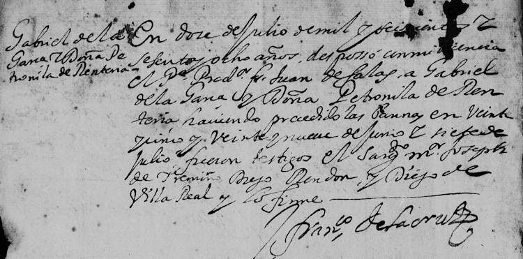 1668 Marriage of Gabriel de la Garza and Petronila de Renteria