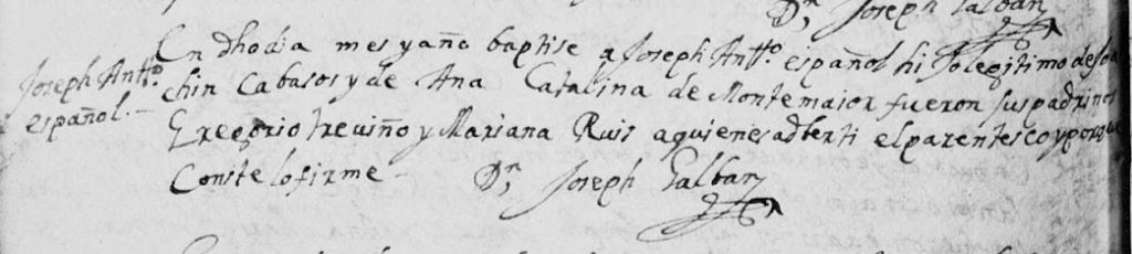 Jose Antonio Cavazos Montemayor, Monterrey, 1723 Baptism, Pg. 454