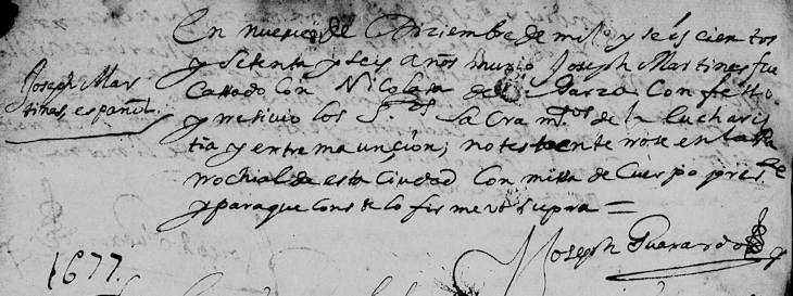 1676 Death of Jose Martinez Guajardo