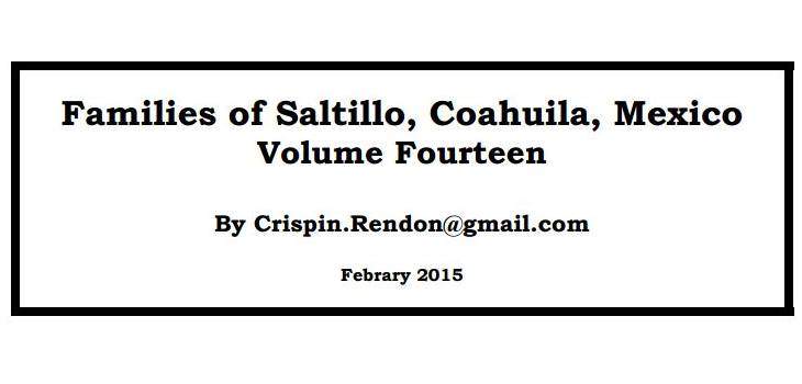 Families of Saltillo Coahuila Volume Fourteen-2