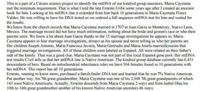 The mtDNA of Maria Cayetana Flores Valdez The mtDNA of Maria Cayetana Flores Valdez