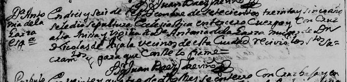Antonia de la Garza Death Record FamilySearch Monterrey 1735 Pg. 235