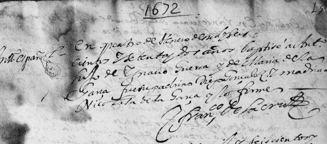 1672 Baptism of Antonio Guerra in Monterrey, Nevo Leon, Mexico 1672 Baptism of Antonio Guerra in Monterrey, Nevo Leon, Mexico