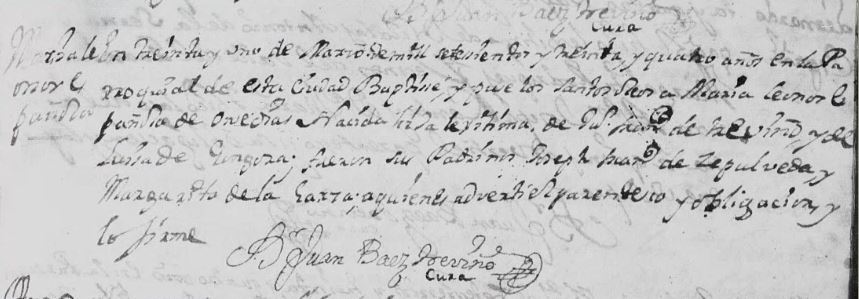 1734 Baptism of Maria Leonor de Treviño