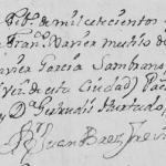 1746 Baptism of Francisco Xavier Garcia in Monterrey, Nuevo Leon, Mexico