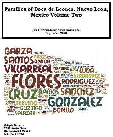 Families of Boca de Leones Nuevo Leon Mexico Volume two