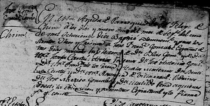 1810 Baptism of Jose Francisco Gonzalez Cantu